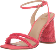 Sam Edelman Kia Baros Pink Beaded Open Toe Ankle Strap Block Heeled Sandals