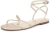 Sam Edelman Ellina Modern Ivory Satin Open Toe Strappy Ankle Strap Flat Sandals