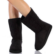 Soda Women's Soong Black Comfort Faux Suede Fur Mid- Calf Boot