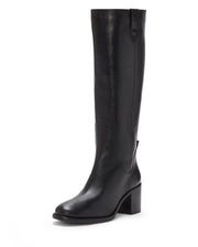 Vince Camuto Zemmy Black Soft Silky Leather Knee High Block Heel Dress Boots