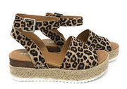 Soda Topic Casual Espadrilles Flatform Wedge Open Toe Sandal Oat Cheetah