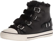 Ash Valko Black Fur Lined Buckle Strap High Top Sneakers Ankle Leather Bootie