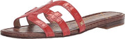 Sam Edelman Bay Terracotta Red Slide Mule Open-Toe Slip-On Leather Flats Sandals
