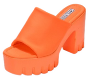 Cape Robbin Echoya Orange Slip On Block Heel Rounded Toe Fashion Heeled Sandals