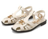 Sam Edelman Destin Modern Ivory Leather Open Toe Strappy Buckle Detail Sandals