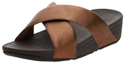 FitFlop Women's Lulu Cross Slide Sandals-Leather Bronze Leather Wedge Mule