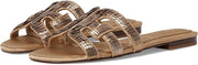 Sam Edelman Bay Molten Gold Sequin Round Open Toe Slip On Leather Strap Sandals