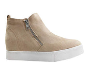 Soda Taylor Hidden Fahsion Wedge Sneaker Shoes Side Zipper Oat Nude Suede (9)