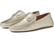 Cole Haan Tully Driver Gold Leather Slip On Squared Toe Classic Loafers