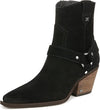 Sam Edelman Winston Black Suede Pointed Toe Block Heeled Western Ankle Booties