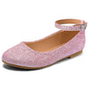 K KomForme Girl's Ballerina Flat Ankle Strap Dress Ballet Flat ShoesToddler/Little Kid/Big Kid