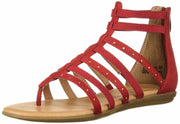 Aerosoles Women's NUCHLEAR Flat Sandal Red Suede Open Toe Gladiator Sandals