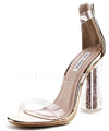Cape Robbin Maria-7 Rose Gold Lucite Clear Glitter Block Heel Open Toe Sandals