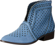 Cecelia New York Tate Indi Blue POinted Toe Cutout Western Bootie Pull On Boots