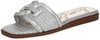 Sam Edelman Irina Silver Raffia Leather Squared Open Toe Flat Slides Sandals