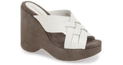 Jeffrey Campbell La-Puente White Grey Suede Wedge Mules