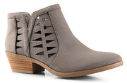 Soda Chances Fashion Closed Toe Multi Strap Ankle Bootie Block Heel Grey Nubuck (11, Grey Nubuck)