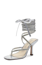 Jessica Simpson Kelsa 2 Ankle Wrap Rhinestones High Heel Dress Sandals Silver