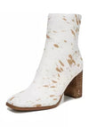 Sam Edelman Osten Ivory/Natural Stacked Heel Almond Toe Fashion Ankle Booties