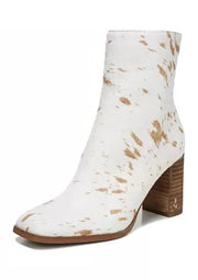 Sam Edelman Osten Ivory/Natural Stacked Heel Almond Toe Fashion Ankle Booties