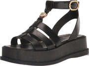 Sam Edelman Naima Black Narrow Leather Multi Straps Buckle Ankle Heel Sandals