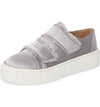 Shellys London Elder Grey Fabric Fringed Platform Double Strap Low Top Sneakers