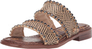 Sam Edelman Hopie Natural/Black Slip On Squared Open Toe Double Straps Sandals