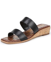 Sam Edelman Vena Black Comfort Footbed Double-Strap Slide Slide Wedge Sandal