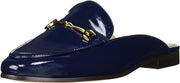 Sam Edelman Linnie Royal Navy Chain Embellished Slip On Almond Toe Flat Mules