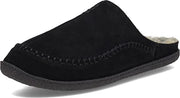 Clarks Black Suede Baseball Stitch Rounded Toe Sherpa Lining Slip On Slippers