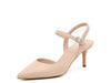Charles David Ailey Classic Pump Nude Leather Pointed Low Heeled Dress Pumps