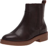 Lucky Brand Ressy Chocolate Leather Chelsea Style Block Low Heel Ankle Booties
