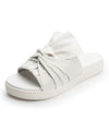 Jane and the Shoe Jessica White Leather Open Toe Fashion Bow Slide Mule Sandals