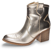 Dirty Laundry Unite Gold Metallic Block Heel Zipper Metallic Western Ankle Boots