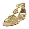 Sam Edelman Danica Gold/Bleached Beechwood Fashion Zip Open Toe Casual Sandals