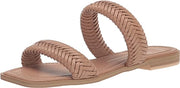 Dolce Vita Inya Cafe Stella Slip On Open Squared Toe Woven Straps Flats Sandals