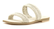 Dolce Vita Inya Ivory Stella Slip On Open Squared Toe Woven Straps Flats Sandals