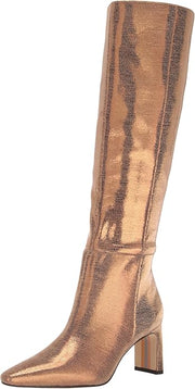 Sam Edelman Sylvia Deep Gold Leather Pointed Toe Block Heeled Knee High Boots