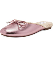 Jessica Simpson Tracee Metallic Pink Cozy Fur Round Toe Slip On Flat Slippers