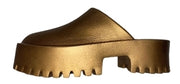 Jeffrey Campbell Clogge Gold Fashion Slip On Slide Chunky Platform Mule Sandals
