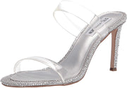 Steve Madden Just Round-toe Double Clear Band Detail Heeled Slides Sandals Clear