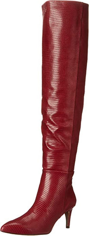 Sam Edelman Ursula Rhubarb Pointed Toe High Knee Kitten Skinny Heel Fashion Boot
