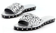 Cape Robbin Tonie Silver The Ultimate Edgy Slides Flat Sandal Slide Studded Mule