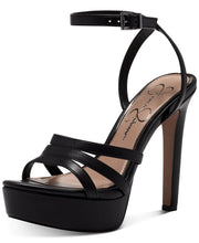 Jessica Simpson Balina Black Leather Stiletto Platform Heel Ankle Straps Sandals