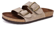 White Mountain Helga Light Taupe Open Toe Buckle Closure Leather Footbeds Sandal