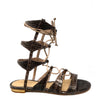 Schutz Erlina Goat Brown Croco Leather Flat Crisscross Straps Gladiator Sandals