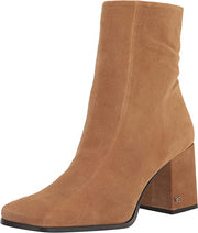 Sam Edelman Mayla Sandstone Block Heel Squared Toe Fashion Leather Ankle Boots