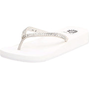 Yellow Box Jello Sandal Thong Flip Flop Wedge Rhinestone Sandals White