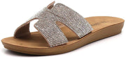 Cape Robbin Flip Flop Weekend Silver Rhinestone Butterfly Vamp Comfort Sandals