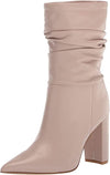 Nine West Denner Pink Taupe Pointed Toe Pull On Block Heel Mid-Calf Boots
